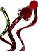 Metallic Lime & Red Sequin Whimsical Waves Christmas Spray Stem - 12cm Wide