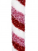40cm Red, White & Pink Swirl Christmas Candy Cane Tinsel Plaque