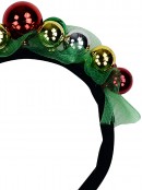 Shiny Red, Gold, Silver & Green Christmas Baubles Headband - One Size Fits Most