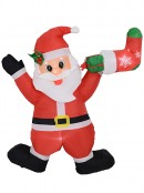 Hanging Upside Santa With Sock Illuminated Christmas Inflatable Display - 1.1m