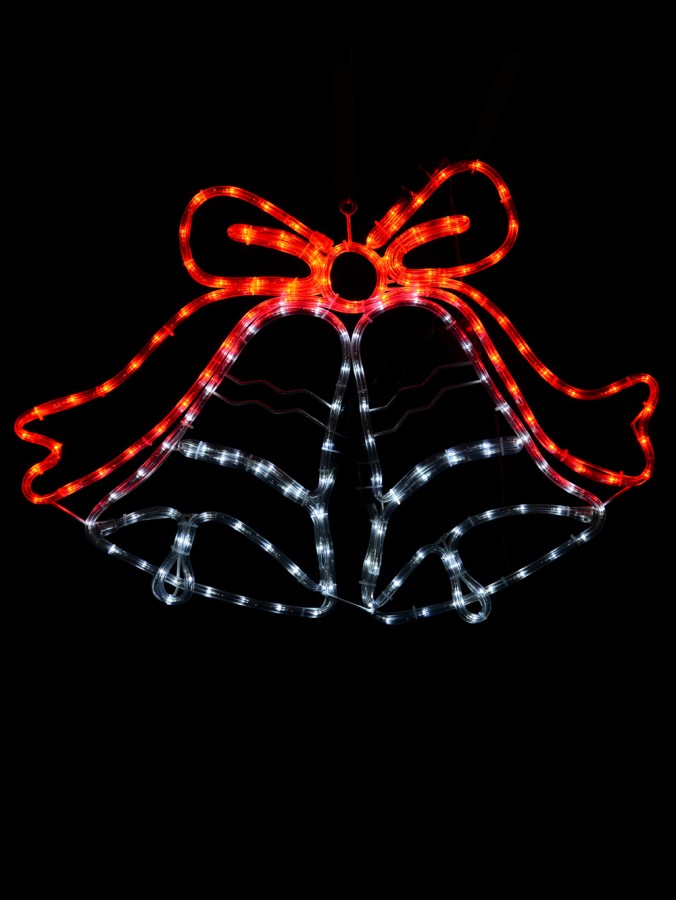 Red & Cool White Jingle Bells Rope Light Silhouette - 75cm
