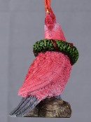 80mm Pink Little Cockatoo With Wreath Resin Christmas Tree Ornament