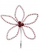 Red & White Chenille Twine Loop Poinsettia Christmas Clip Stem | 26cm