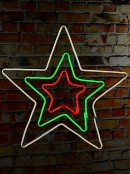 51cm Concentric Stars Outdoor Red Green & Cool White Neon LED Light Display