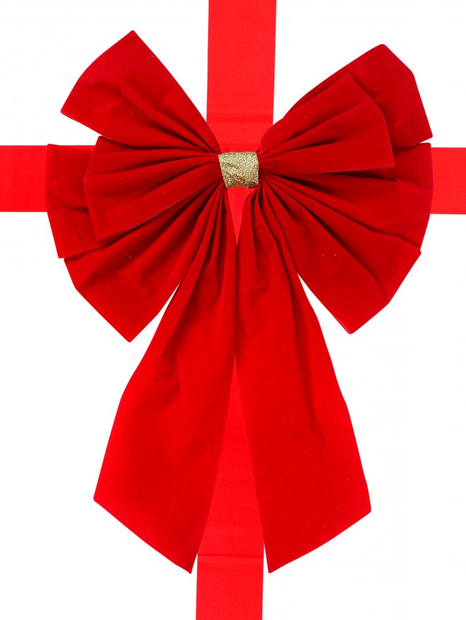 55cm Large Red Felt Front Door Christmas Bow & Ribbon