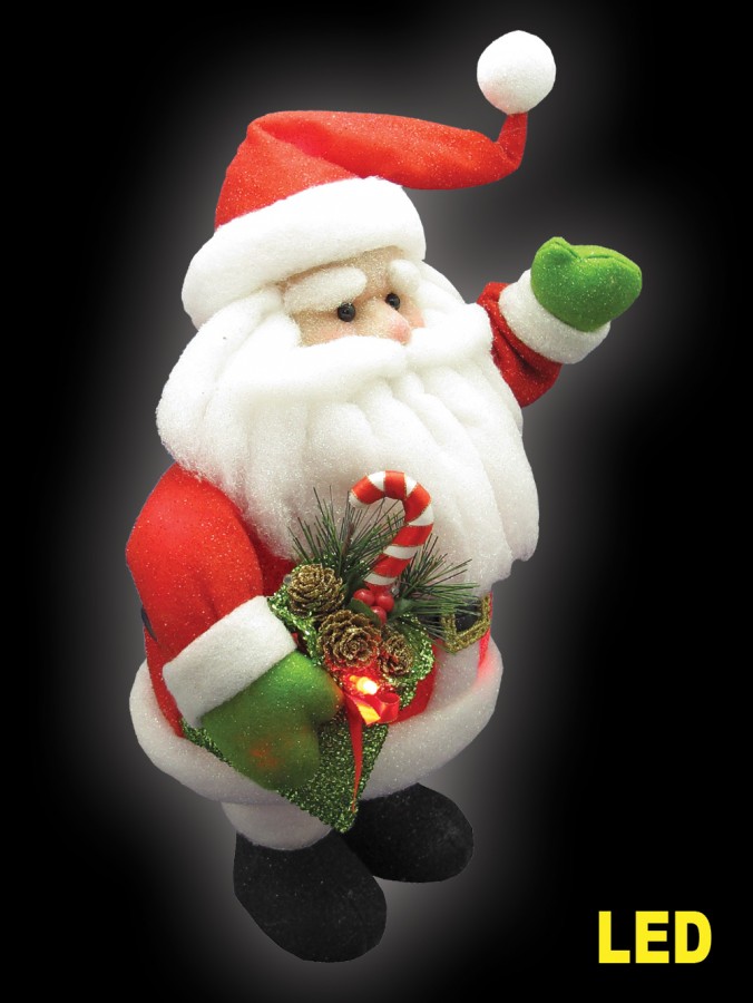 LED Standing Dacron Santa Illuminated Ornament - 48cm