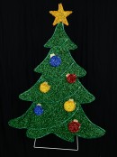 Green Tinsel Mesh Decorated Christmas Tree & Twinkle LED Light Display - 1.2m