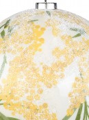10cm Golden Wattle Flowers & Leaves Print With Silver Glitter Christmas Bauble