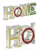 Ceramic Silver Border ' HOME ' Ornament with Glittered Colour Letters - 32cm