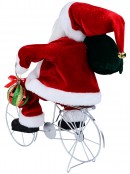 Traditional Riding Santa On Matte Silver Bicycle Figurine | 42cm