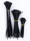 Various Size Black Nylon Cable Ties Christmas Decorations Accessory - 180 Pack