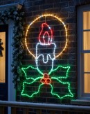 1m Dynamic Candle & Holly Outdoor Christmas LED Rope Light Display