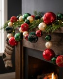 2m Red Green Soft Rose Gold & Champagne Mixed Texture Display Garland