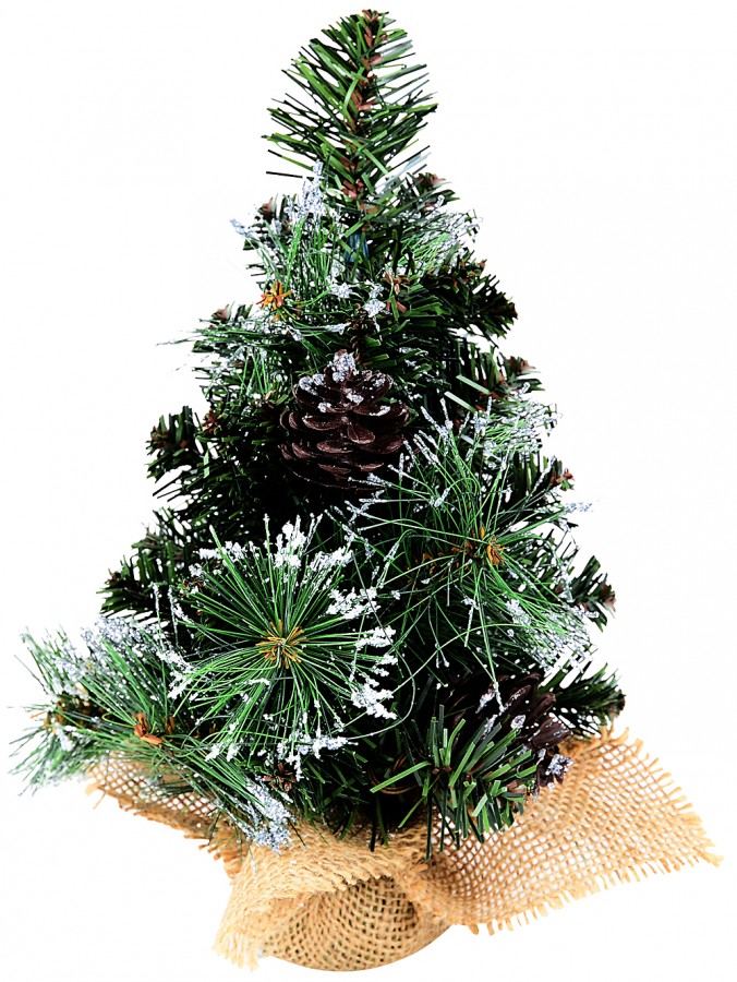 Morning Frost With Pine Cones Table Top Christmas Tree With 37 Tips - 30cm