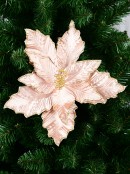 28cm Rose Gold With Silver Diamantes Poinsettia Christmas Tree Clip Pick