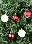 47x Candy Cane Lane Red & White Mixed Texture Bauble Starter Pack | 60mm