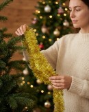 5m Gold Metallic Fir Needle 8ply 10cm Tinsel Garland