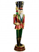 1.8m Red, Green & Gold King Nutcracker With Sceptre Life Size Resin Ornament
