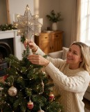 Large Warm White LED Champagne Star Of Bethlehem Tree Topper | 42cm