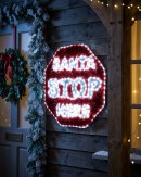 76cm Dynamic Santa Stop Here Red Tinsel Outdoor LED Christmas Light Display