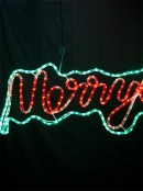 Merry Christmas With Border LED Rope Light Silhouette - 1.5m