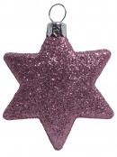 Pink, Peppermint & Gold Glittered Star Decorations - 8 x 65mm 