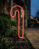 LED Christmas Candy Cane Neon Flex Path Light - Red Solar Garden Stake | 36cm