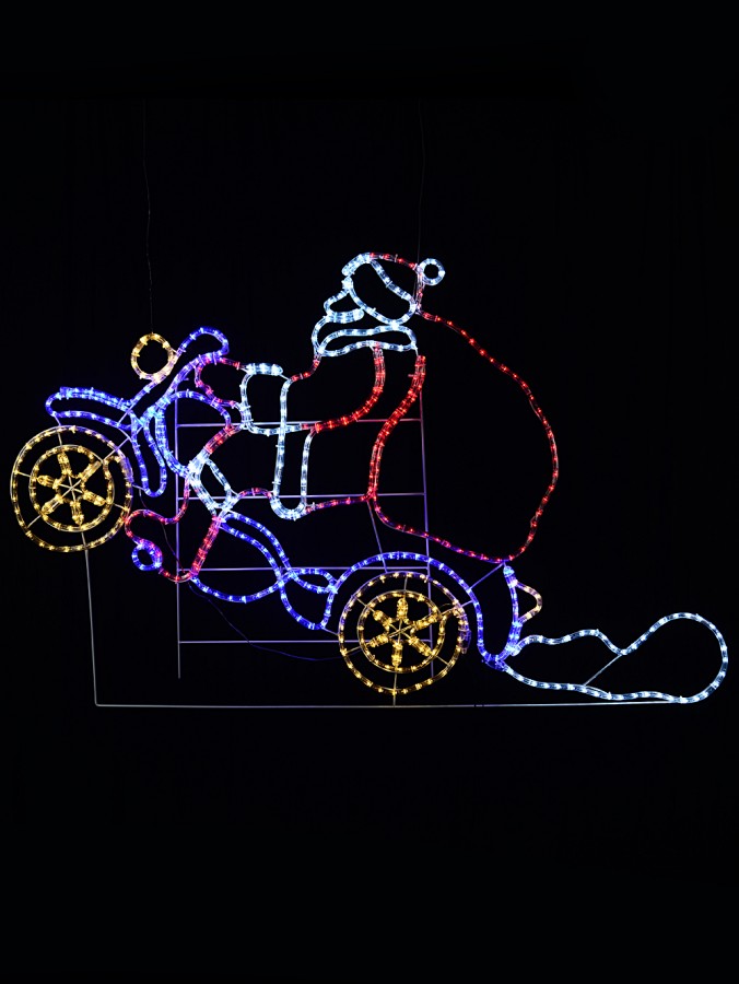 1.5m Dynamic Taking Off Santa On Motorcycle Christmas LED Light Display