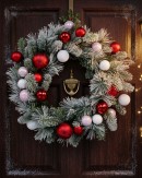 60cm Festive Frost Christmas Wreath With Red, Pink & White Winter Fir