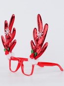 Red Reindeer Antlers Fun Novelty Christmas Glasses - One Size Fits Most