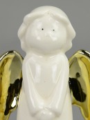 Ceramic White Angel With Gold Wings Holding Gold Heart - 10cm