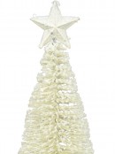 White Iron Christmas Tree With Snow Dust & Star Table Top Ornament - 30cm