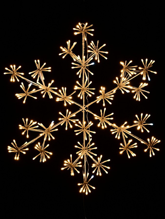 Warm & Cool White LED Twinkle Starburst Snowflake Light Display - 64cm