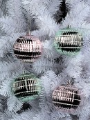 Pink & Teal With Vertical Ridge Textured Pattern Christmas Baubles - 4 x 10cm