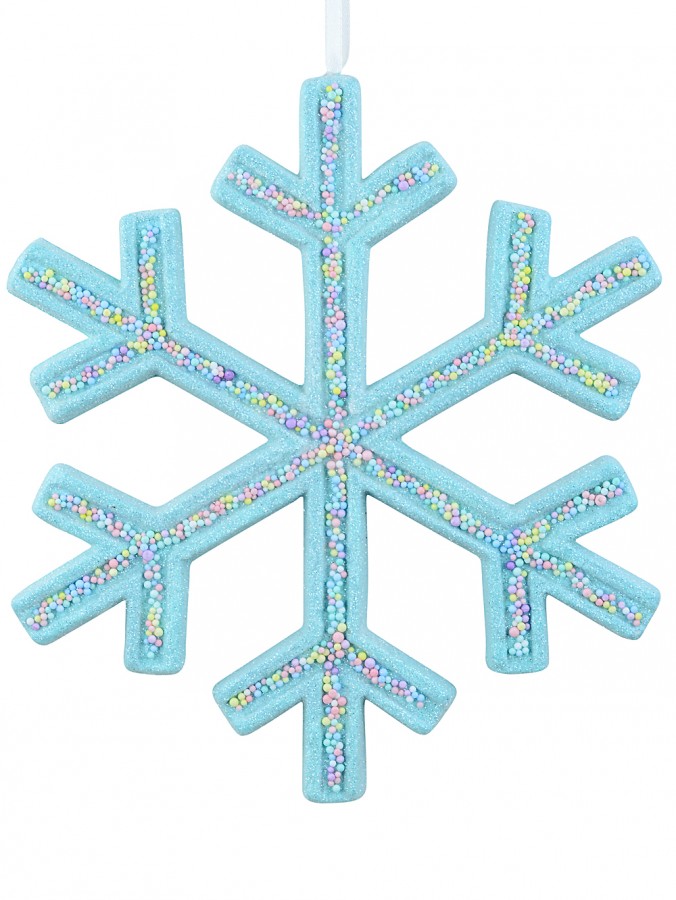 Whimsical Aqua Ice Blue Grand Frosted Sprinkle Snowflake | 25cm