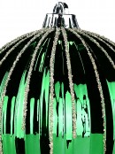 15cm Shiny Green Pumpkin Textured Ball Bauble With Gold Glitter Decoration