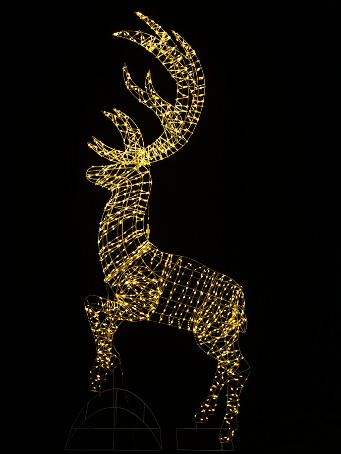 2.2m Warm White LED Taking Flight Life Size Reindeer Light Display