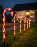 6x LED Christmas Candy Cane Path Lights - Red & White Garden Stakes | 54cm