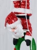 Padded Santa On Rope Ladder With Wreath Outdoor Hanging Decoration - 1.1m