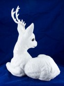 White Sitting Glittered Reindeer Ornament - 34cm