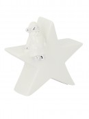 Star With Santa In White Gloss & Silver Ceramic Christmas Ornament - 16cm