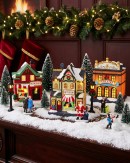 17 Piece Christmas Village Set With Theatre, Bookshop & Gift Store Figures