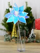 55cm Iridescent Glossy & Shiny Poinsettia Flower Long Christmas Stem