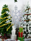 80cm Silver & Laser Reflective Sequins Large Display Snowflake