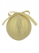 Silver & Gold Ribbon Covered Baubles With Bow - 2 x 80mm