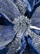 Dark Blue & Silver Magnolia Decorative Christmas Flower Clip Pick - 22cm Wide
