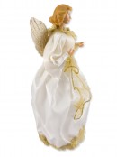 White & Gold Decorative Angel With Cream Wings - 25cm
