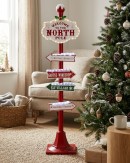 1.5m Welcome To The North Pole Indoor Christmas Directional LED Signpost