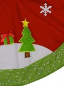 Santa, Tree & Gift With Snowflakes & Green Trim Christmas Tree Skirt - 88cm