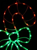 Red & Green LED Candy Cane With Bow Noodle Rope Light Silhouette - 50cm